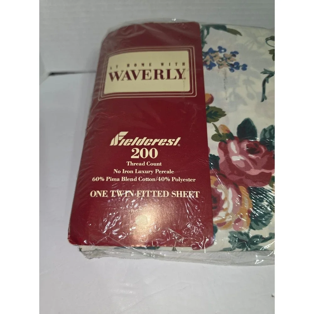 vintage Waverly Fieldcrest twin‎ fitted bed sheet NOS shabby chic floral